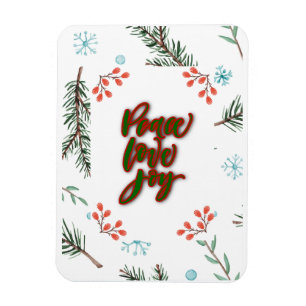 Weiße Weihnachtsgrüße mit Stechpalme und Schnee Magnet
