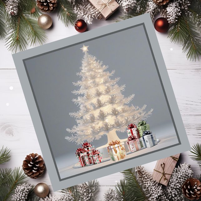 weiße Weihnachtskarte Magnetkarte (Magnetic White Christmas Tree.)