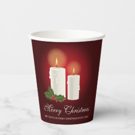 Weiße Weihnachtskerzen auf Rot mit individuellem T Pappbecher