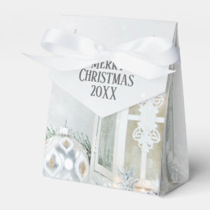 Weiße Weihnachtslattern im Schnee Geschenkschachtel