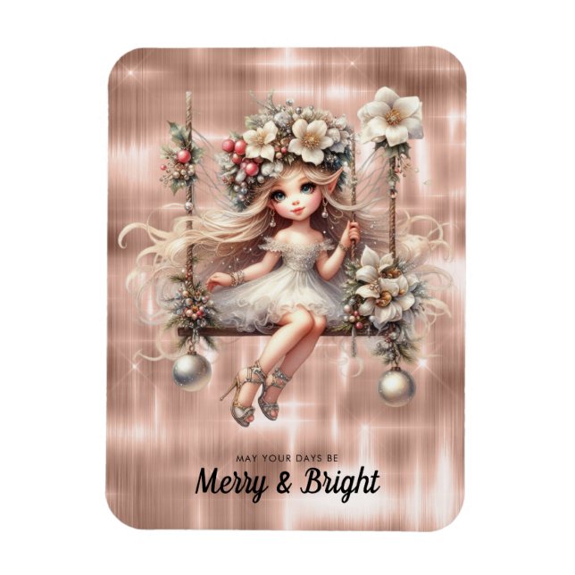 Weiße Weihnachtsmärchen fröhlich und hell Magnet (Vertikal)