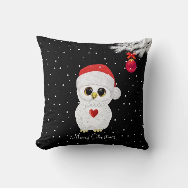 Weiße Weihnachtsschale in Schwarz Kissen (Vorderseite)