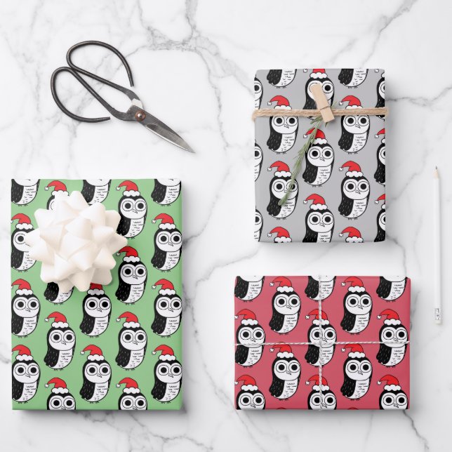 Weiße Weihnachtsschnecken Geschenkpapier Set (Vorderseite)
