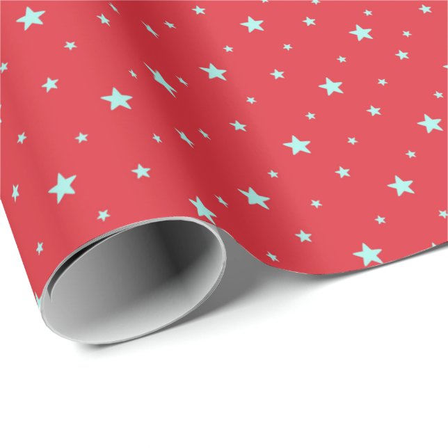 Weiße Weihnachtssterne in Rot Geschenkpapier (Rolleneckpunkt)