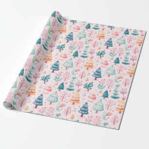 Weiße Weihnachtswaldmuster Geschenkpapier