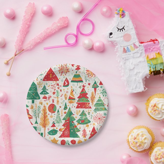 weiße Weihnachtswaldpapierplatte Pappteller (Party)