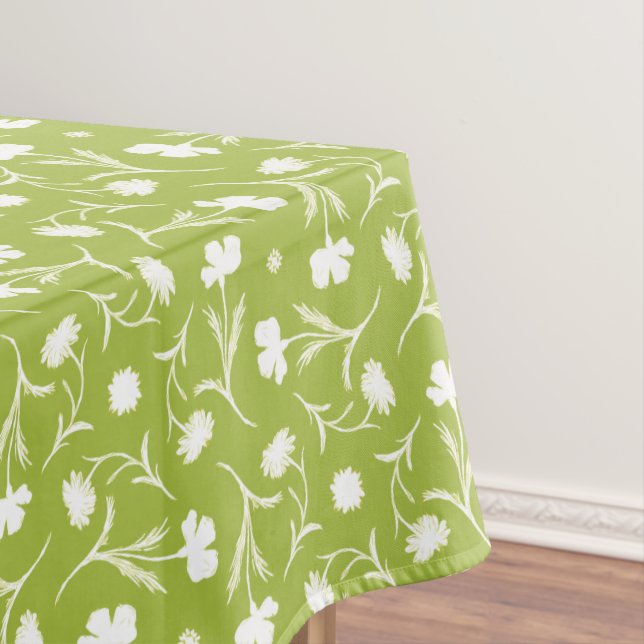 Weiße weiße grüne Freiheit Blumenmuster Elegant Tischdecke (Beispiel)
