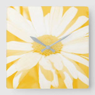 Weiße weiße weiße Daisy  Quadratische Wanduhr