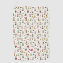 Weiße Westen mit Zubehör Whimsikale Monogramm Golfhandtuch