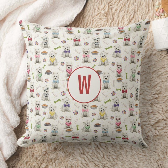 Weiße Westen mit Zubehör Whimsikale Monogramm Kissen (Decke)