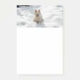 Weiße Westie-Hund-im-Schnee-Notizen Post-it Klebezettel