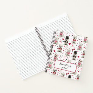 Weiße Westies mit Zubehör Whimsical Notizbuch
