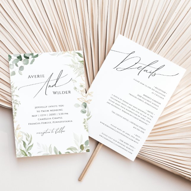 Weiße Wiesen und Gold in einer Hochzeit Einladung (Von Creator hochgeladen)
