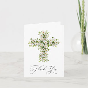 Weiße Wiesenwildblumen Kreuz Religiöse Danke Einladung