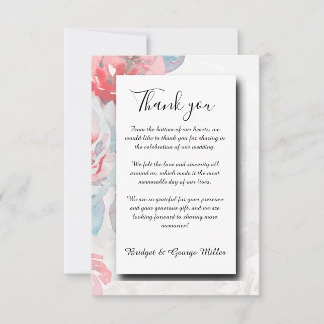 Weiße Wildblume Flora Rose Hochzeit Dankeskarte (Vorderseite)