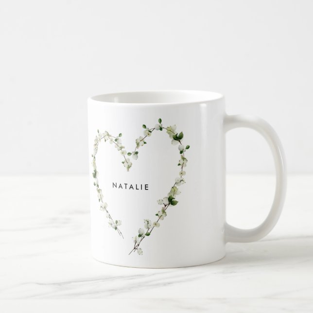 Weiße Wildblume Foto Kaffeetasse (Rechts)