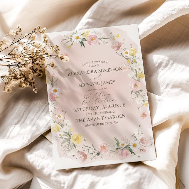 Weiße Wildblume Meadow Wedding Einladung (Von Creator hochgeladen)