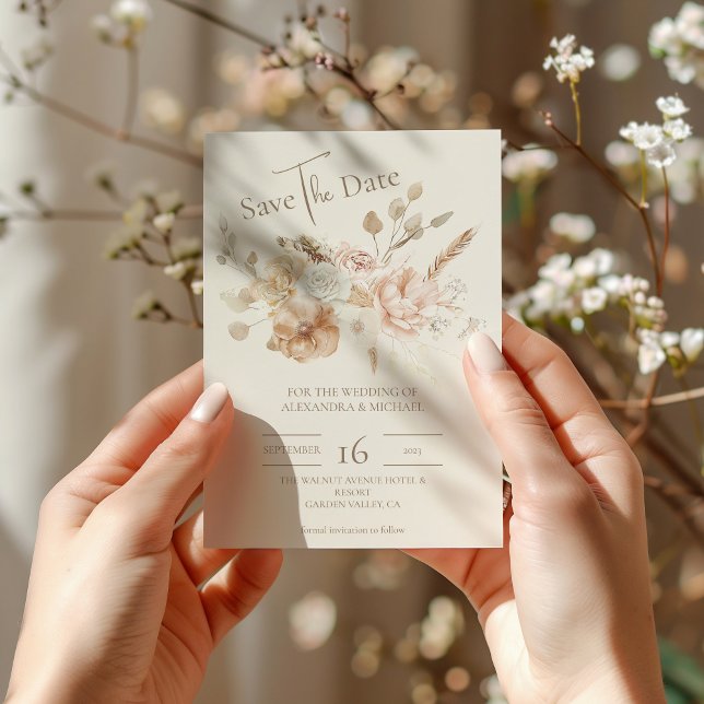Weiße Wildblume Meadow Wedding Save The Date (Von Creator hochgeladen)