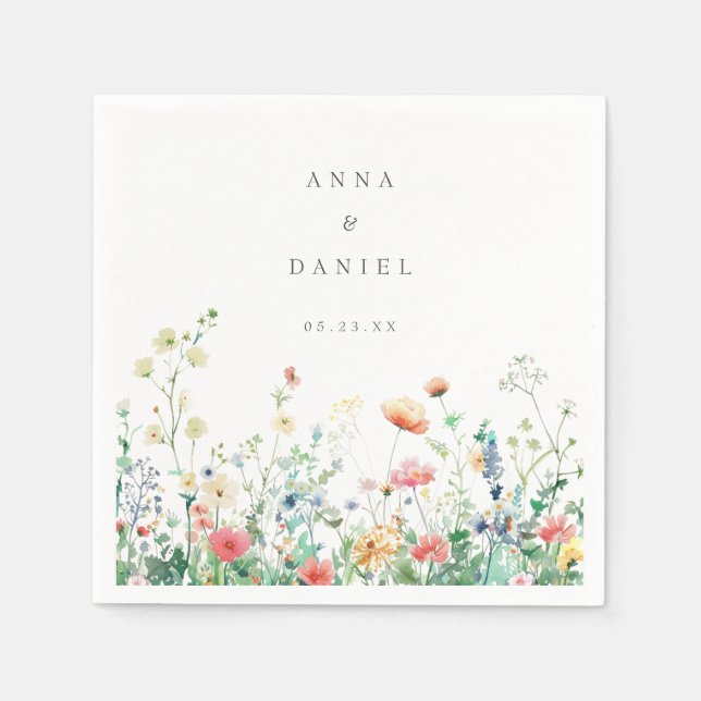 Weiße Wildblume Meadow Wedding Serviette (Vorderseite)