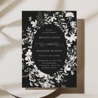 Weiße Wildblume Silhouette Hochzeit Schwarz