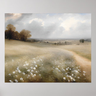 Weiße Wildblume - Vintag Poster