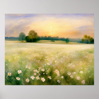 Weiße Wildblume - Vintag Poster