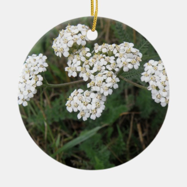 Weiße Wildblumen Keramikornament (Vorne)