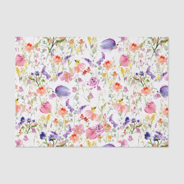 Weiße Wildblumen| Wasserfarbe Seidenpapier (Vorderseite)