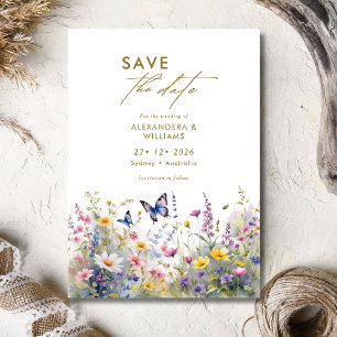 Weiße Wildblumen Weiden Save the Date