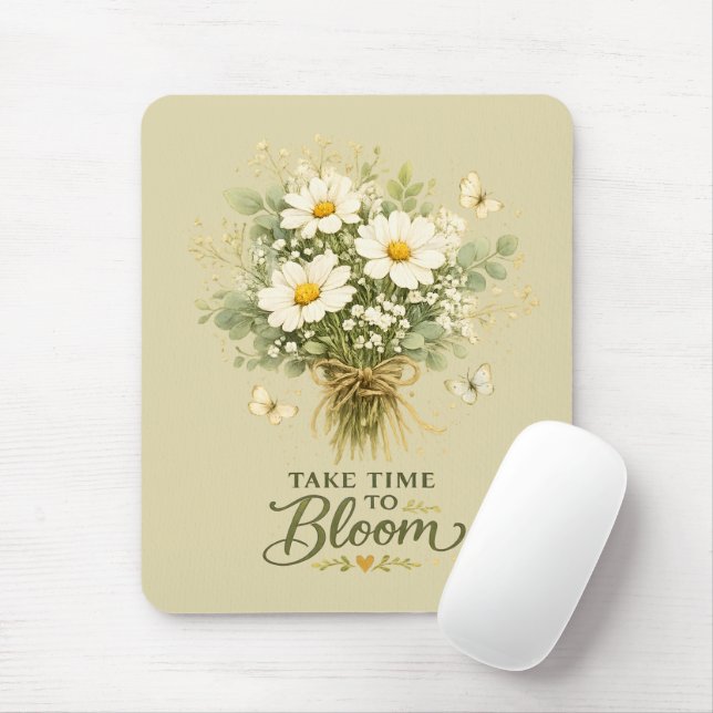 Weiße Wildblumenbouquet Mousepad (Mit Mouse)