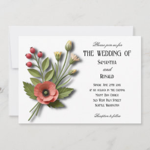 Weiße Wildblumengarten-Hochzeitseinladung Einladung
