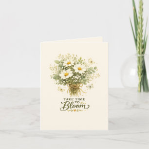 Weiße Wildblumenstrauß Botanische Notizkarte