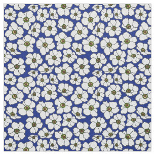 Weiße Windblumen auf Blau Stoff