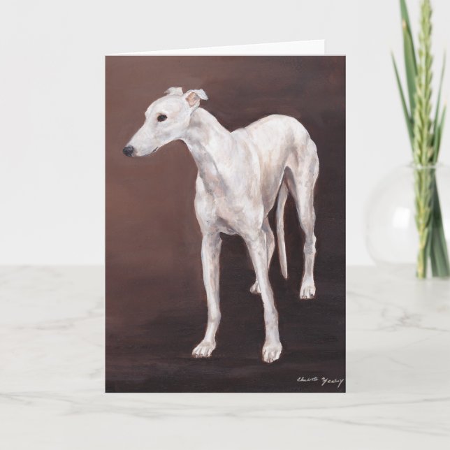 Weiße Windhund-Hundekunst-Gruß-Karte Karte (Vorderseite)