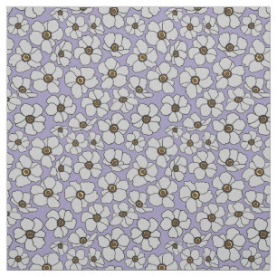 Weiße Windröschen-Anemonen auf Lavendel  Stoff