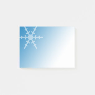 Weiße Winter-Schneeflocke auf Steigungs-Blau Post-it Klebezettel
