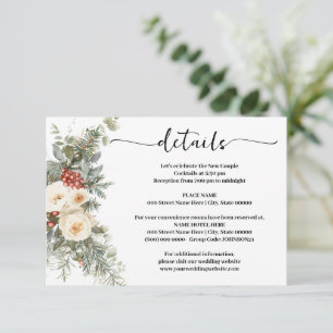 Weiße Winterblumen Hochzeitsdetails Einsteckkarte Begleitkarte