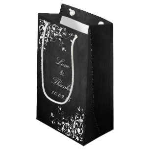 Weiße Wirbel auf Chalkboard-Hochzeit Kleine Geschenktüte