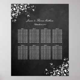 Weiße Wirbel auf Kopfbrett-Hochzeitstabelle Poster