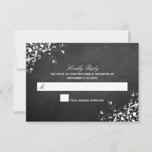 Weiße Wirbel auf RSVP-Karten für Hochzeiten auf Ch RSVP Karte