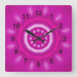 Weiße Wirbel, Kreis und Linien mit rosa Quadratische Wanduhr
