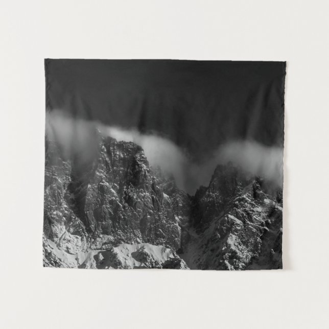 Weiße Wolken bedecken Berge Wandteppich (Vorderseite (Horizontal))