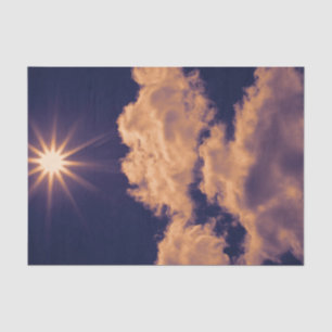 Weiße Wolken Blauer Himmel Schöner Sonnenuntergang Seidenpapier
