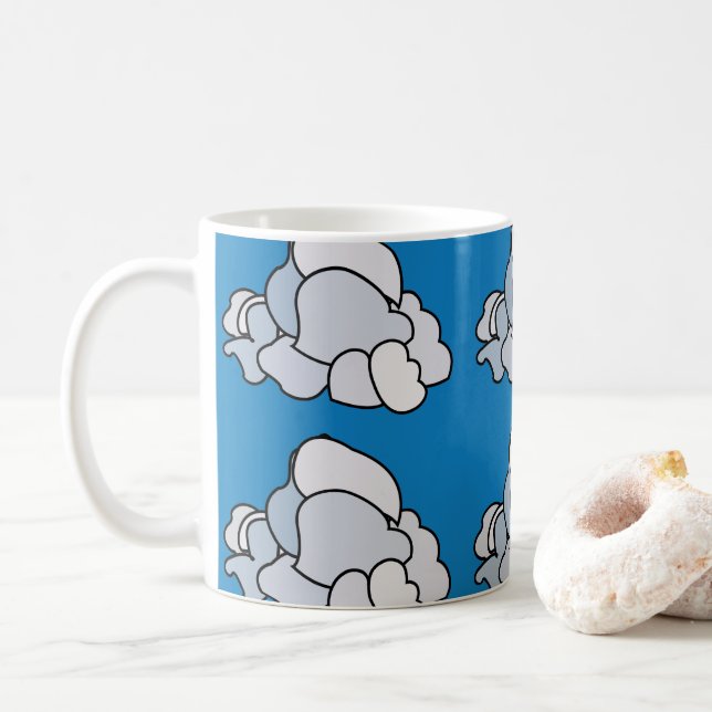 Weiße Wolken Kaffeetasse (Mit Donut)