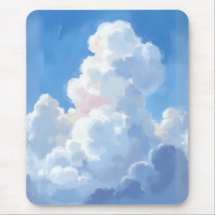 Weiße Wolken Schönes Blaues Himmel-Aquarell Mousepad