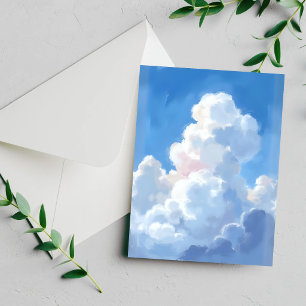 Weiße Wolken Schönes Blaues Himmel Wasserfarbenkar