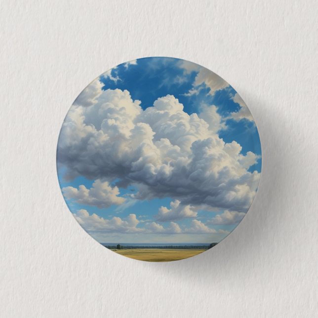 Weiße Wolken und klarer blauer Himmel Button (Vorderseite)