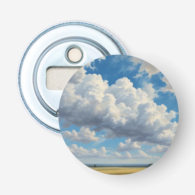 Weiße Wolken und klarer blauer Himmel Flaschenöffner (Vorderseite)