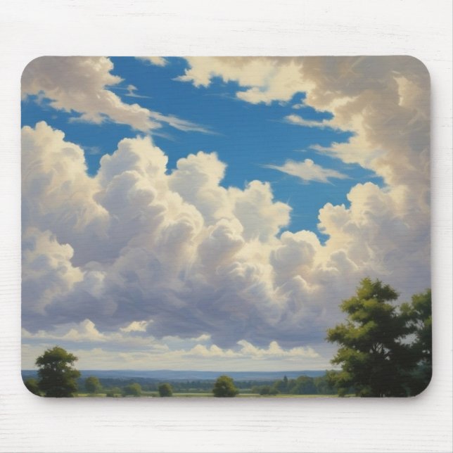 Weiße Wolken und klarer blauer Himmel Mousepad (Vorne)