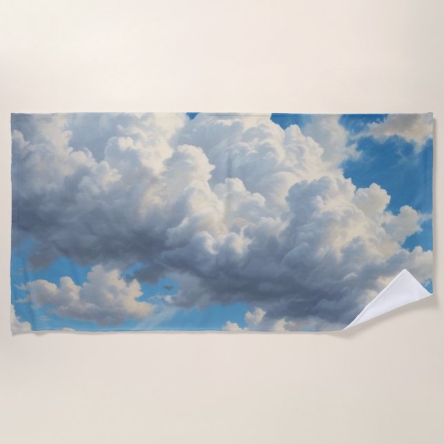 Weiße Wolken und klarer blauer Himmel Strandtuch (Vorderseite)